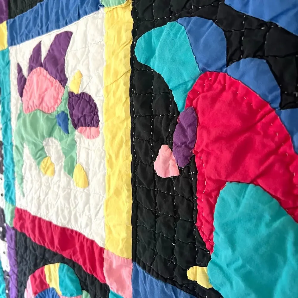 Vintage Dinosaur Baby Quilt Blanket Cotton Patchwork Nursery Wall Hanging 46x34